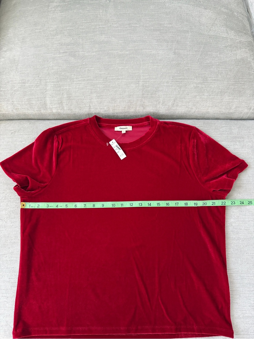 Madewell Red Velvet Short Sleeve Tee NWT Size XL Style ND583 - Picture 3 of 7